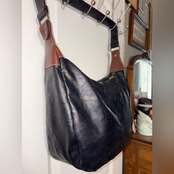 🖤 Vintage 1980s–90s Capezio New York Black Leather Hobo Bag - Picture 9 of 14